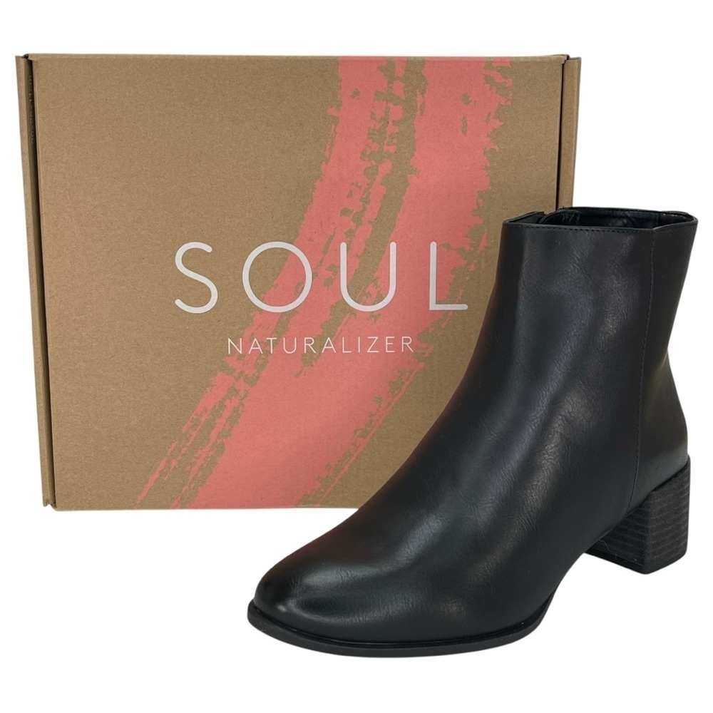 SOUL Naturalizer Rose Black Faux Leather Womens Ankle Boots Size 8.5M - Picture 3 of 13